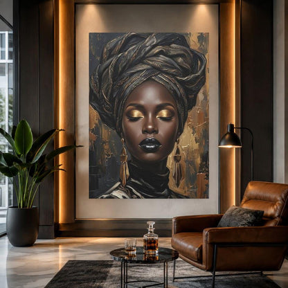 Black Woman Wall Art | Afrocentric Home Decor | Melanin Queen Canvas — Framed Print wall art