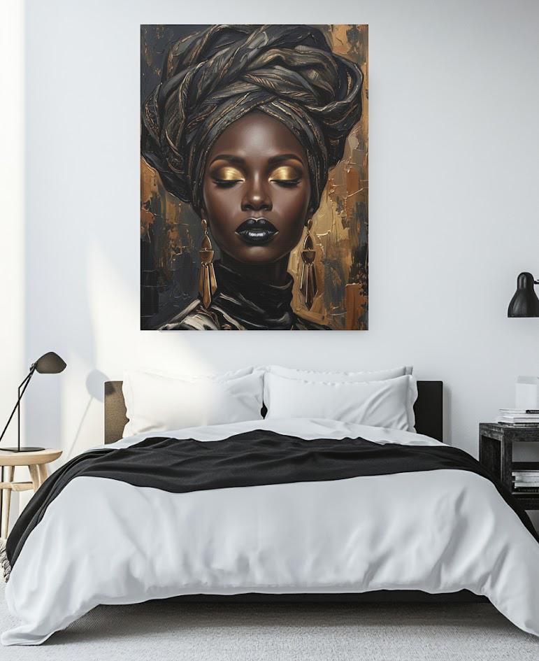 Black Woman Wall Art | Afrocentric Home Decor | Melanin Queen Canvas — Framed Print wall art