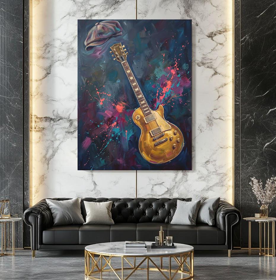 Electric Guitar Wall Art | Music Studio Decor | Rock N Roll Canvas — Framed Print wall art