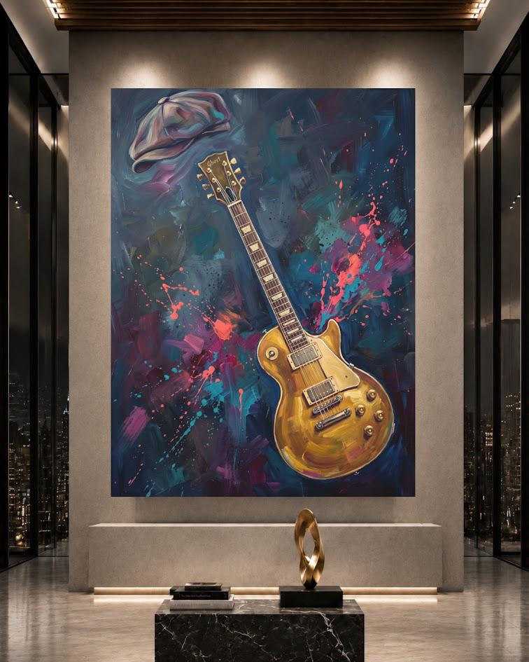 Electric Guitar Wall Art | Music Studio Decor | Rock N Roll Canvas — Framed Print wall art