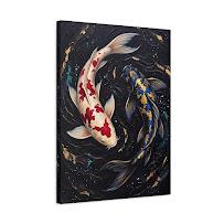 Koi Fish Wall Art | Yin Yang Canvas | Zen Japanese Decor — Canvas wall art