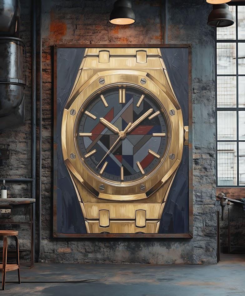 Luxury Watch Wall Art | Gold Timepiece Canvas | Modern Masculine Decor — Poster wall art