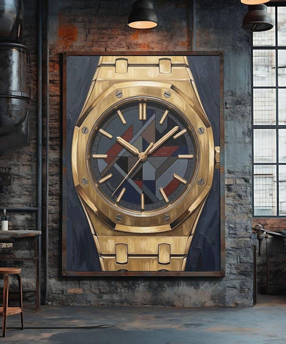 Luxury Watch Wall Art | Gold Timepiece Canvas | Modern Masculine Decor — Poster wall art
