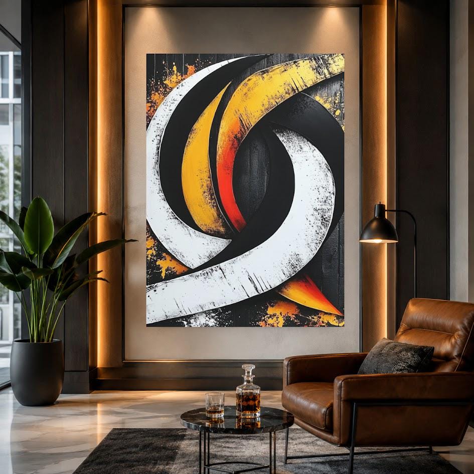 Black Gold Abstract Wall Art | Modern Statement Canvas | Luxury Living Room Decor — Framed Print wall art