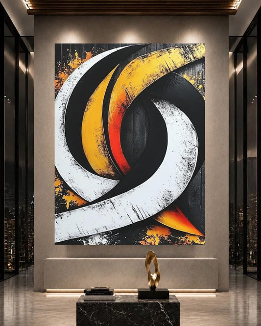 Black Gold Abstract Wall Art | Modern Statement Canvas | Luxury Living Room Decor — Poster wall art