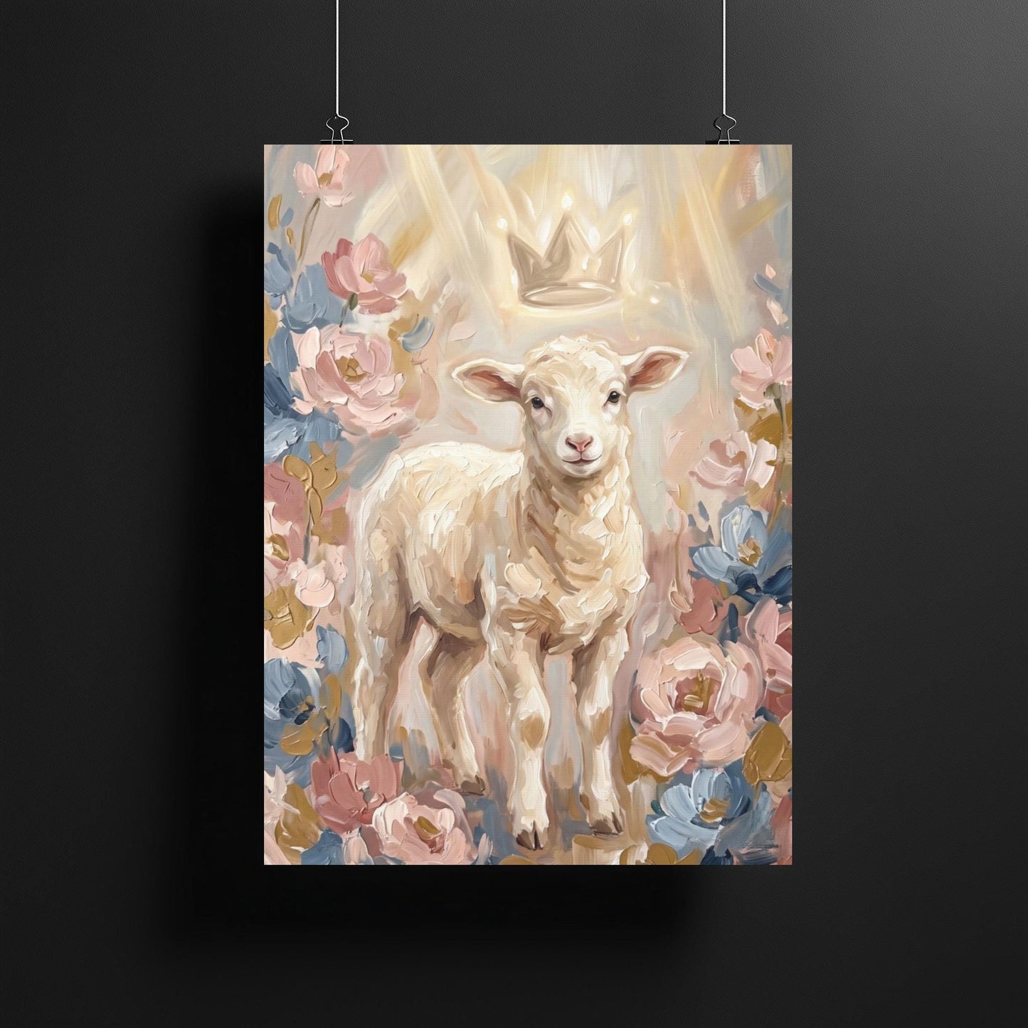 Lamb Wall Art | Christian Nursery Canvas | Baby Room Decor — Framed Print wall art
