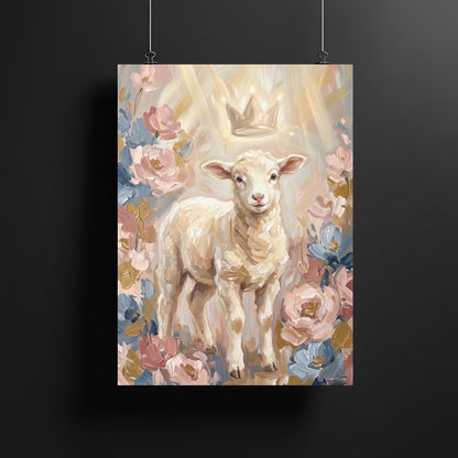 Lamb Wall Art | Christian Nursery Canvas | Baby Room Decor — Framed Print wall art