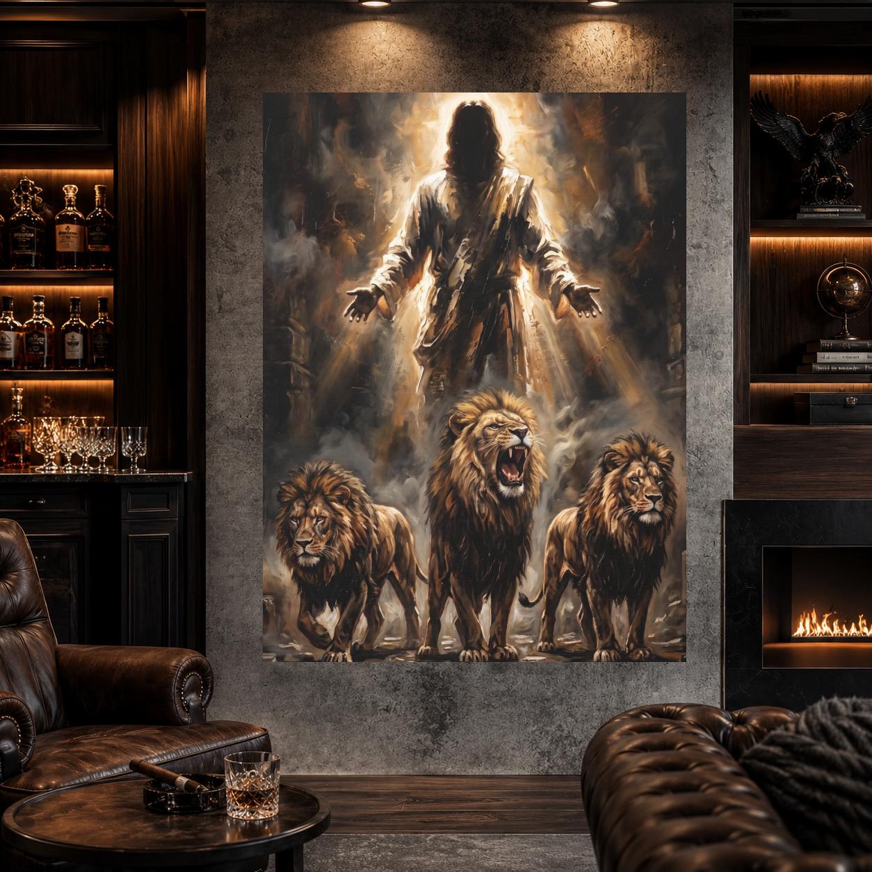 Lion of Judah Wall Art | Jesus Canvas | Masculine Christian Decor — Framed Print wall art