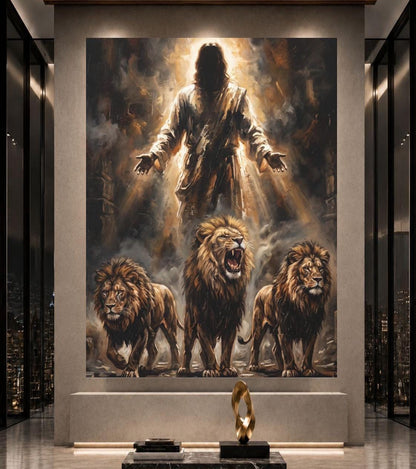 Lion of Judah Wall Art | Jesus Canvas | Masculine Christian Decor — Poster wall art