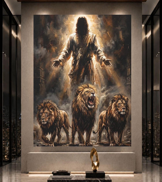 Lion of Judah Wall Art | Jesus Canvas | Masculine Christian Decor — Poster wall art