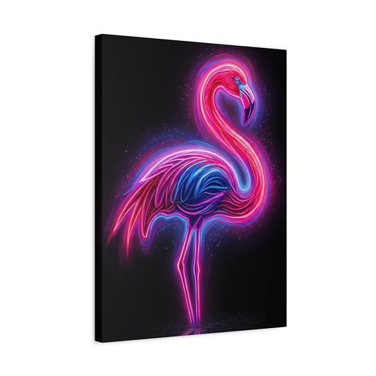 Flamingo Canvas Art | Neon Tropical Decor | Colorful Bedroom Artwork — Canvas wall art