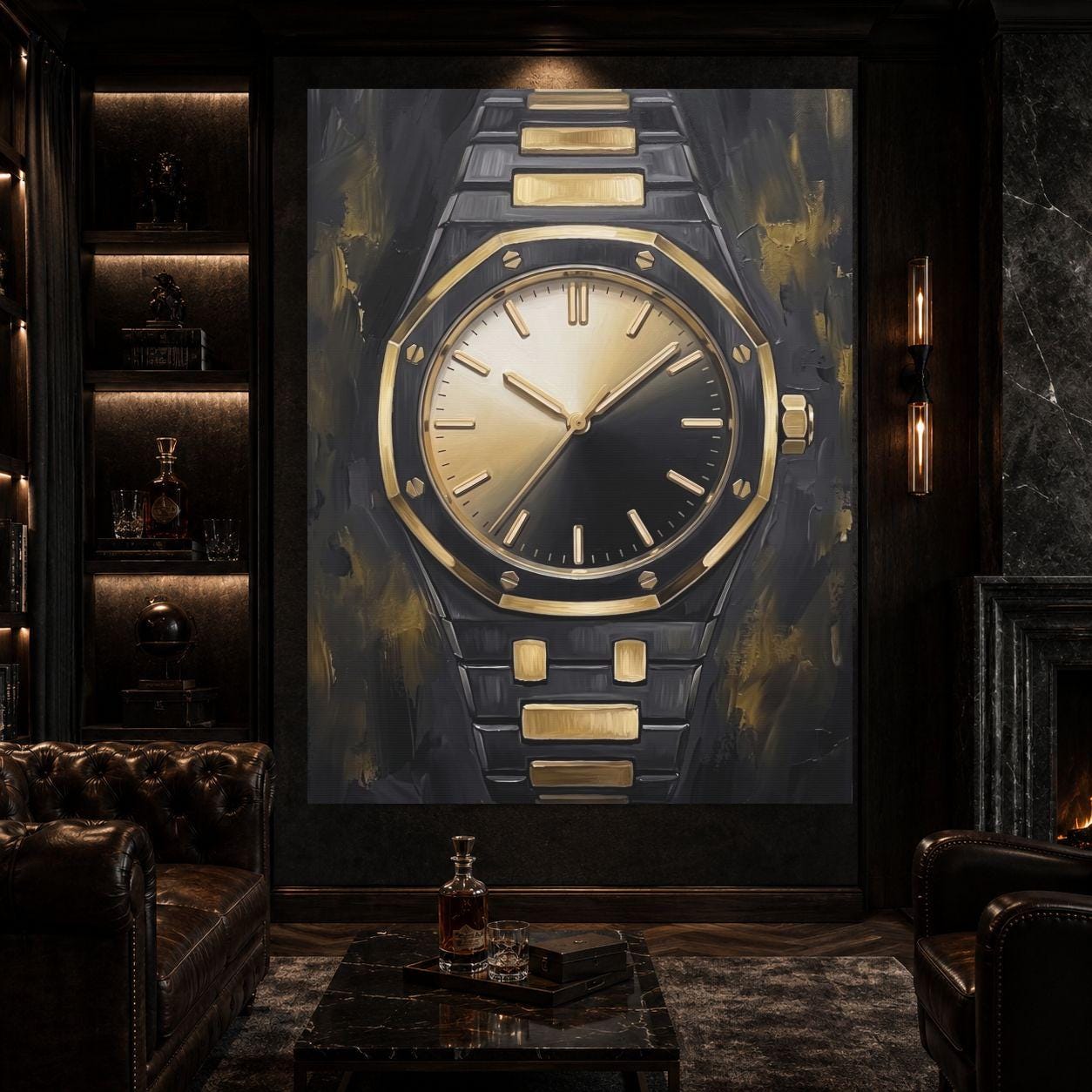 Watch Wall Art | Masculine Statement Canvas | Man Cave Decor — Framed Print wall art