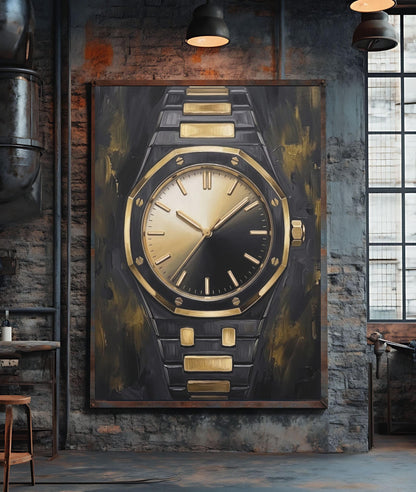 Watch Wall Art | Masculine Statement Canvas | Man Cave Decor — Framed Print wall art