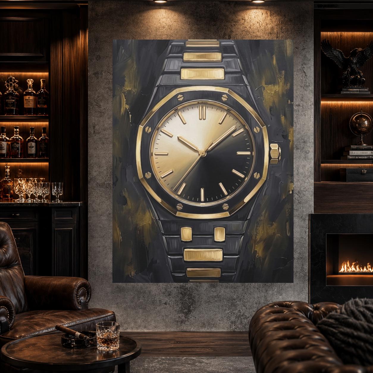 Watch Wall Art | Masculine Statement Canvas | Man Cave Decor — Framed Print wall art