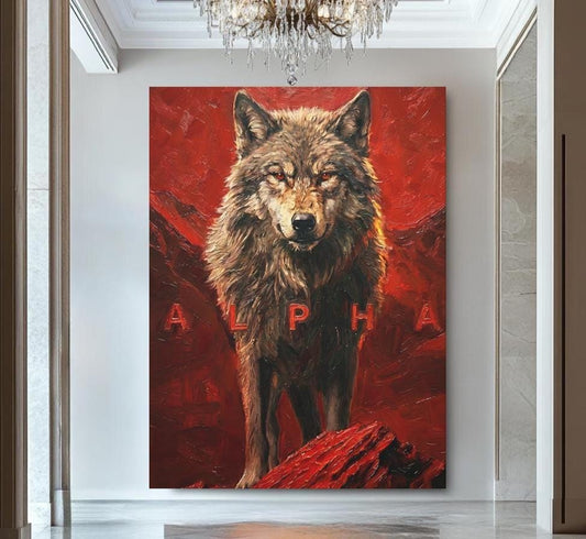 Alpha Wolf Wall Art | Masculine Canvas | Man Cave Decor — Poster wall art