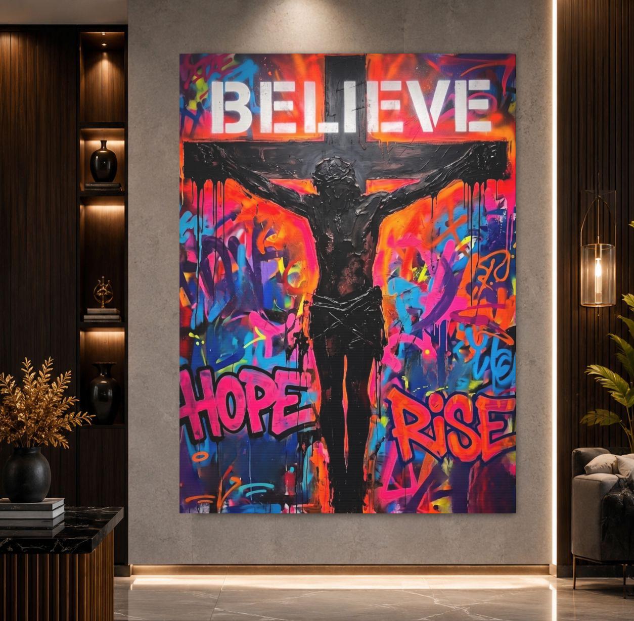 Jesus Wall Art | Colorful Christian Canvas | Prayer Room Decor — Poster wall art