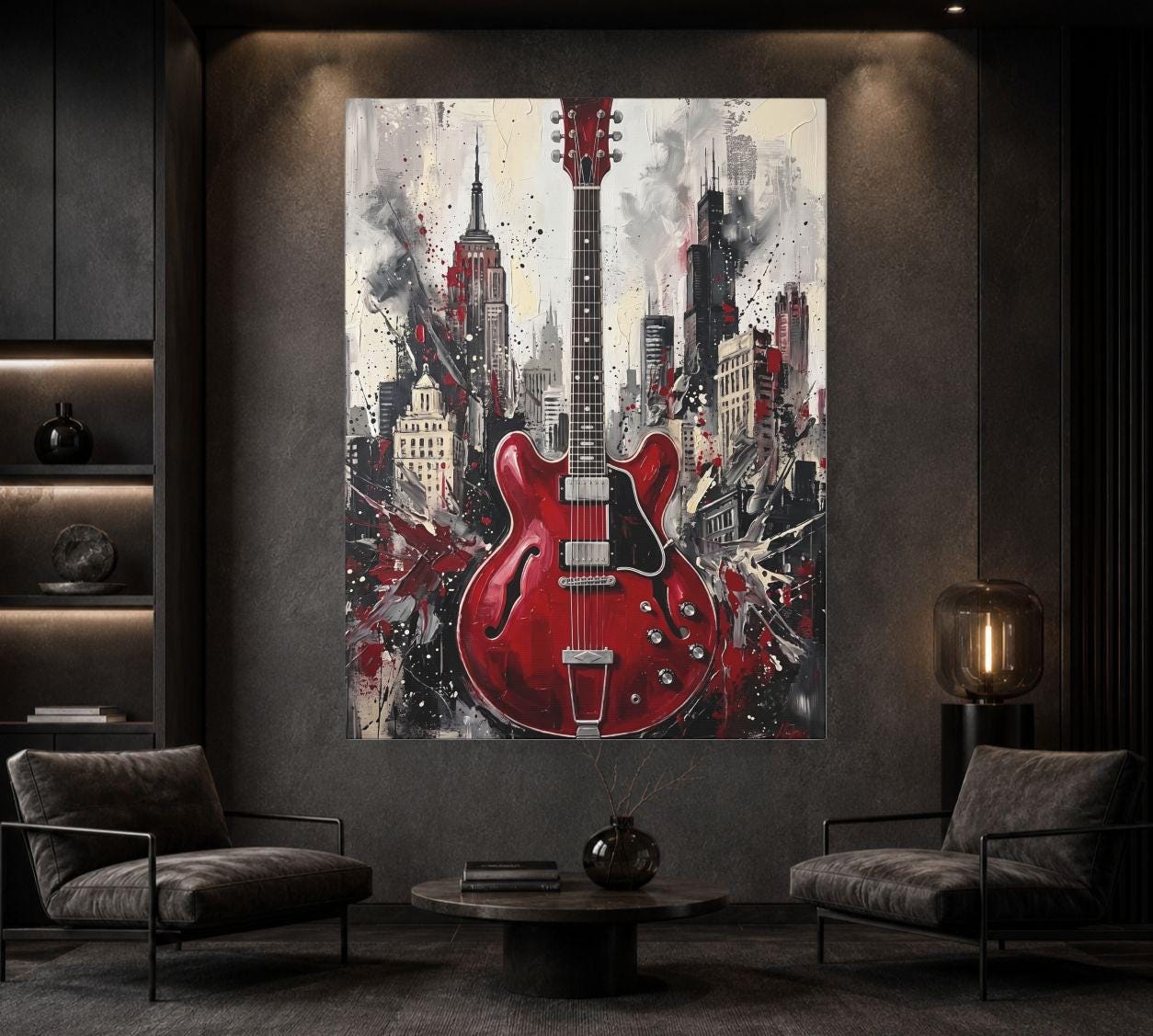Electric Guitar Wall Art | Urban Music Canvas | Rock Room Decor — Framed Print wall art