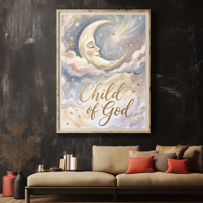Child of God Wall Art | Christian Nursery Canvas | Baby Room Decor — Framed Print wall art