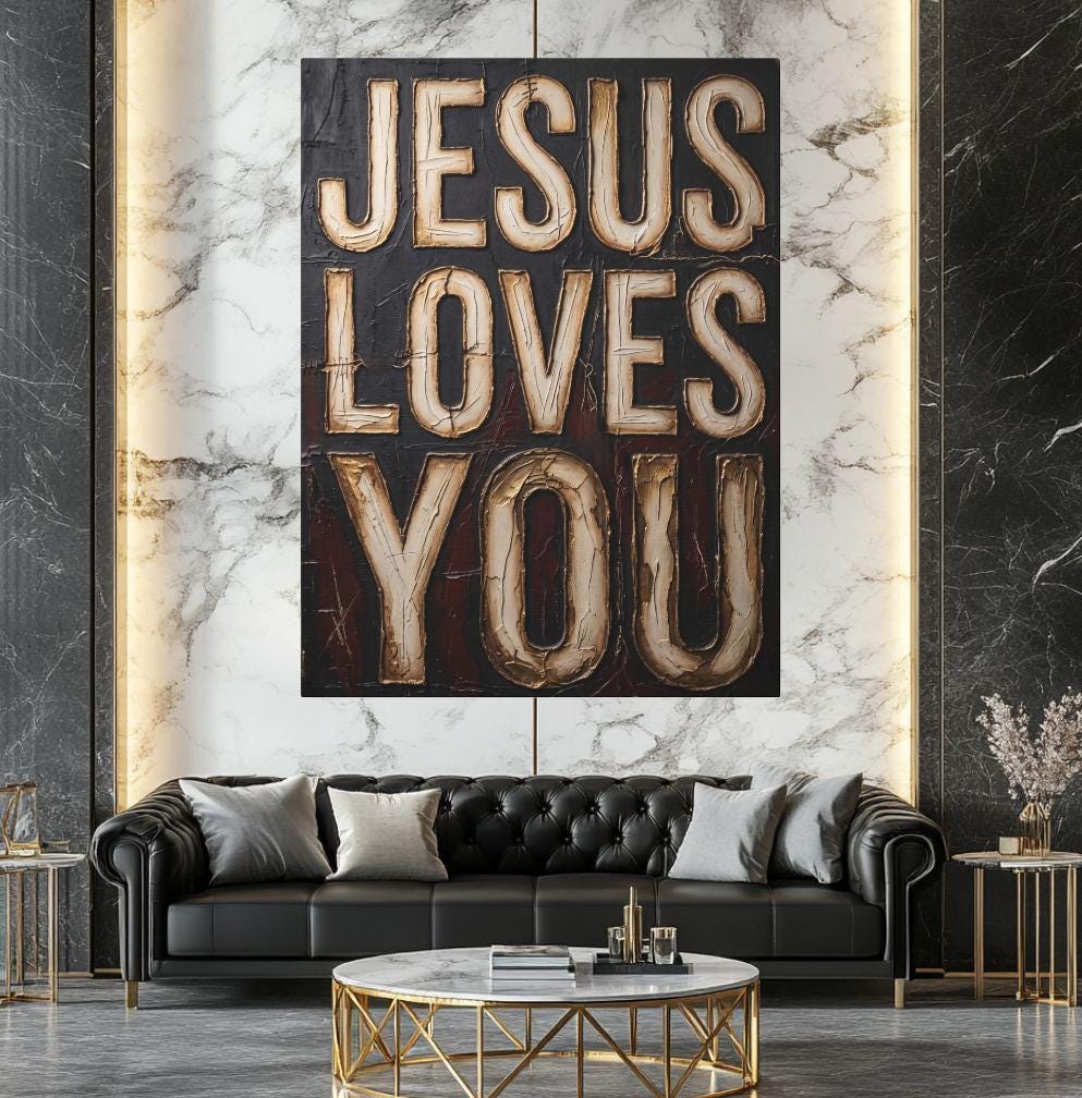 Jesus Loves You Wall Art | Christian Canvas | Faith Home Decor — Framed Print wall art