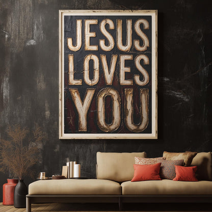 Jesus Loves You Wall Art | Christian Canvas | Faith Home Decor — Framed Print wall art