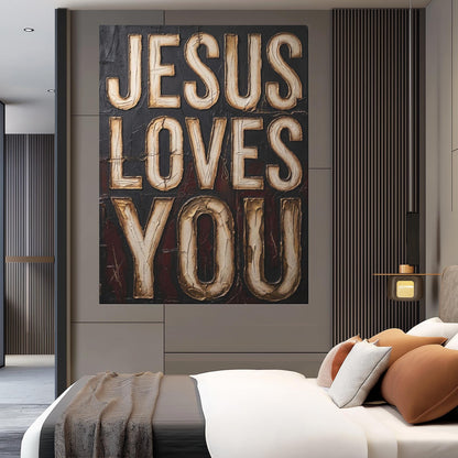 Jesus Loves You Wall Art | Christian Canvas | Faith Home Decor — Framed Print wall art