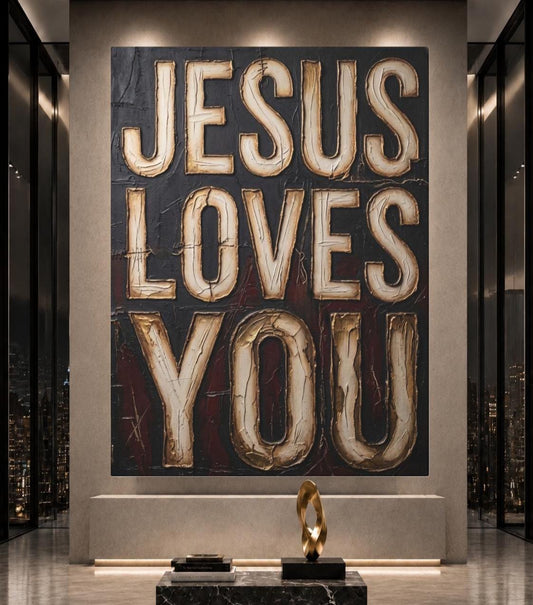 Jesus Loves You Wall Art | Christian Canvas | Faith Home Decor — Poster wall art