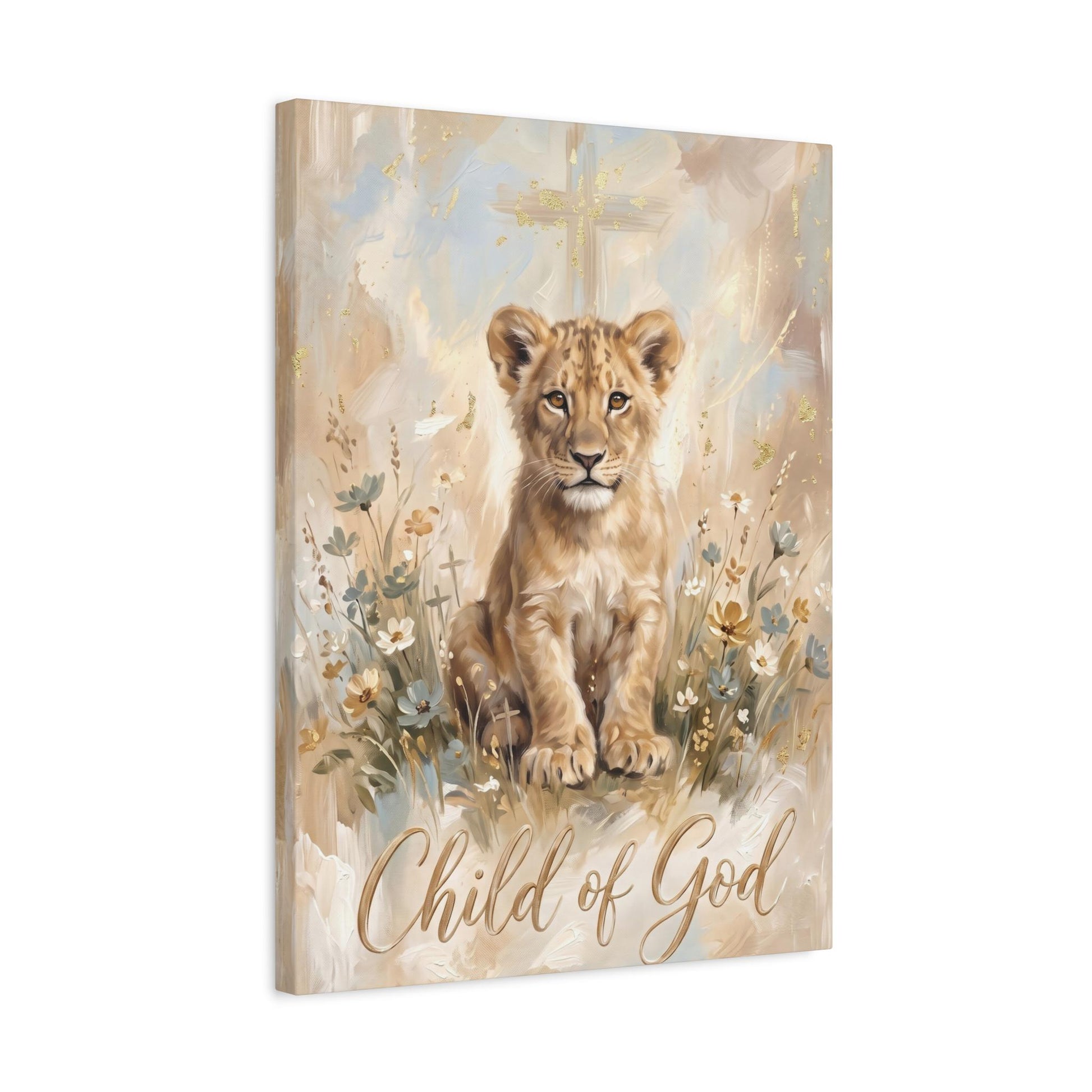 Child of God Wall Art | Lion Cub Nursery Canvas | Christian Baby Gift — Canvas wall art