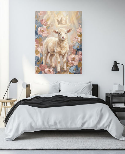 Lamb Wall Art | Christian Nursery Canvas | Baby Room Decor — Framed Print wall art