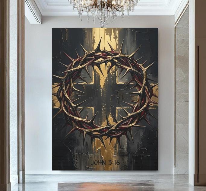 John 3:16 Wall Art | Christian Cross Canvas | Masculine Faith Decor — Framed Print wall art