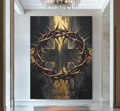 John 3:16 Wall Art | Christian Cross Canvas | Masculine Faith Decor — Framed Print wall art