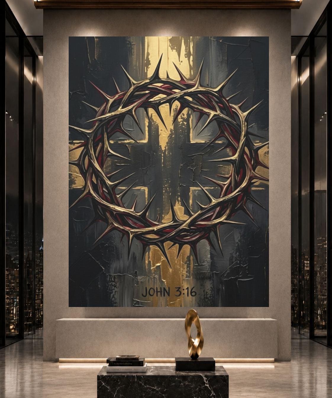 John 3:16 Wall Art | Christian Cross Canvas | Masculine Faith Decor — Framed Print wall art