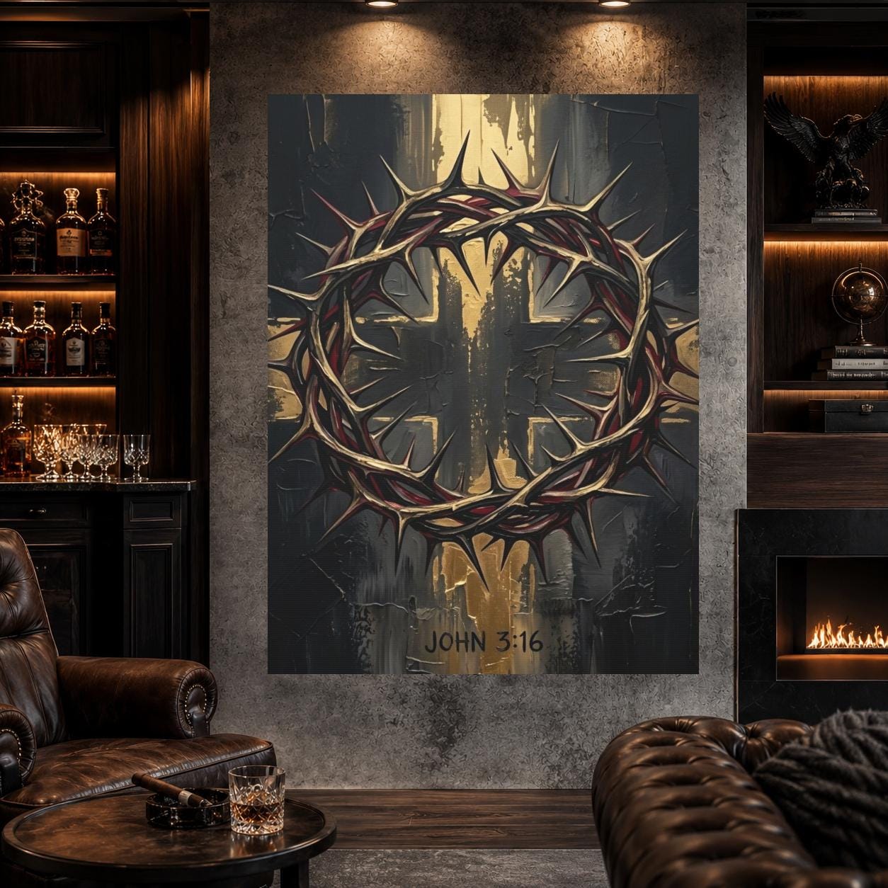 John 3:16 Wall Art | Christian Cross Canvas | Masculine Faith Decor — Poster wall art