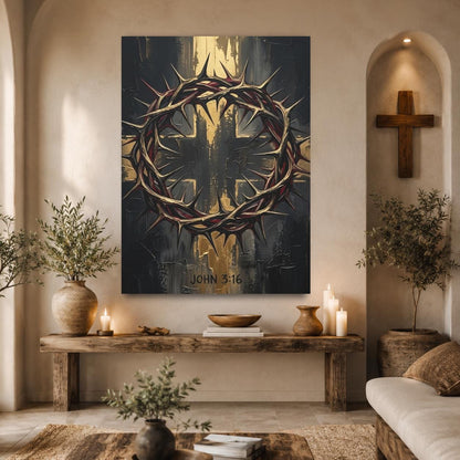 John 3:16 Wall Art | Christian Cross Canvas | Masculine Faith Decor — Framed Print wall art