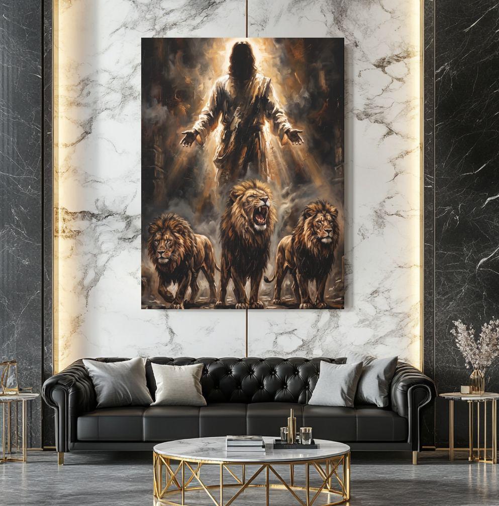 Lion of Judah Wall Art | Jesus Canvas | Masculine Christian Decor — Framed Print wall art