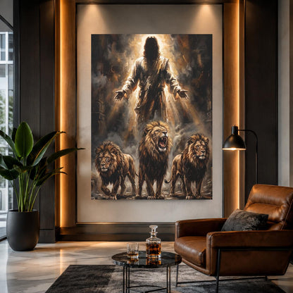 Lion of Judah Wall Art | Jesus Canvas | Masculine Christian Decor — Framed Print wall art