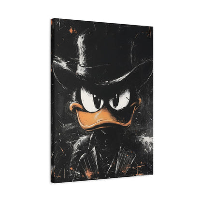 Comic Duck Canvas | Dark Cartoon Artwork | Man Cave Decor — Canvas wall art