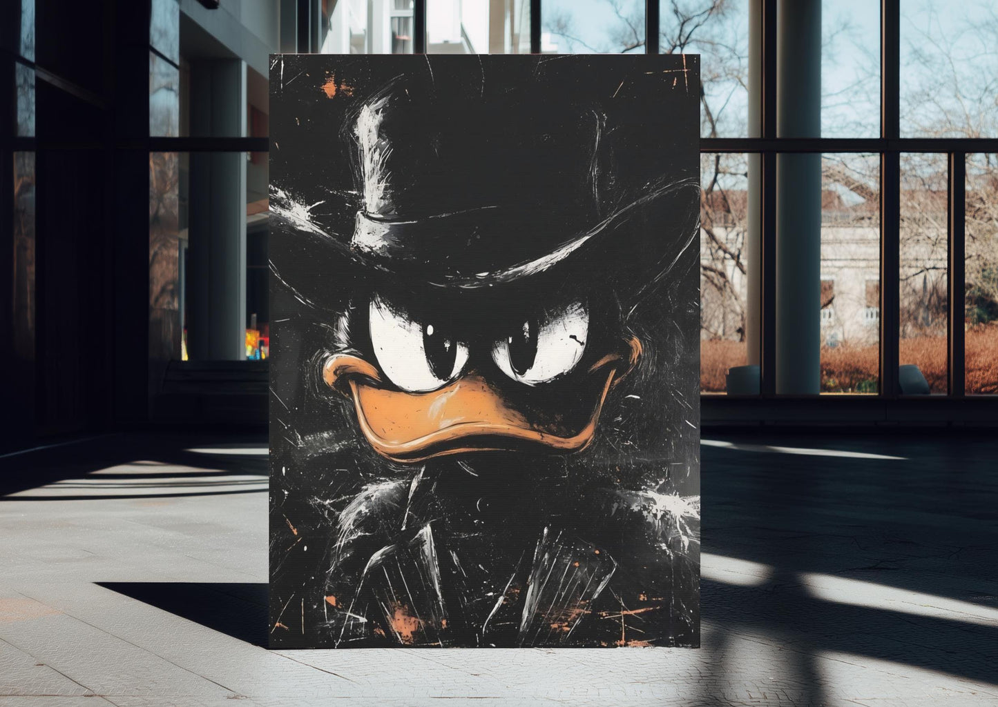 Comic Duck Canvas | Dark Cartoon Artwork | Man Cave Decor — Poster wall art