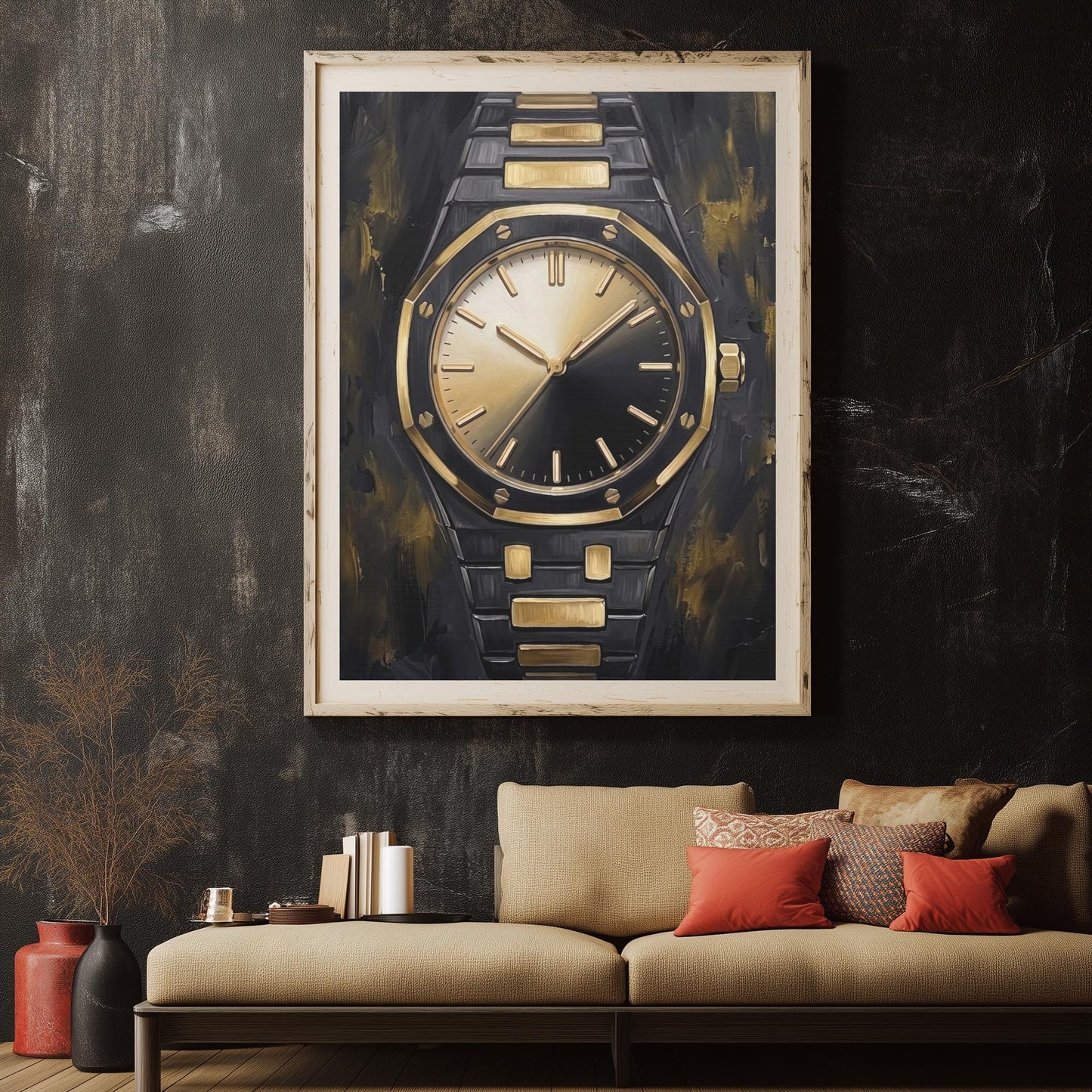 Watch Wall Art | Masculine Statement Canvas | Man Cave Decor — Framed Print wall art