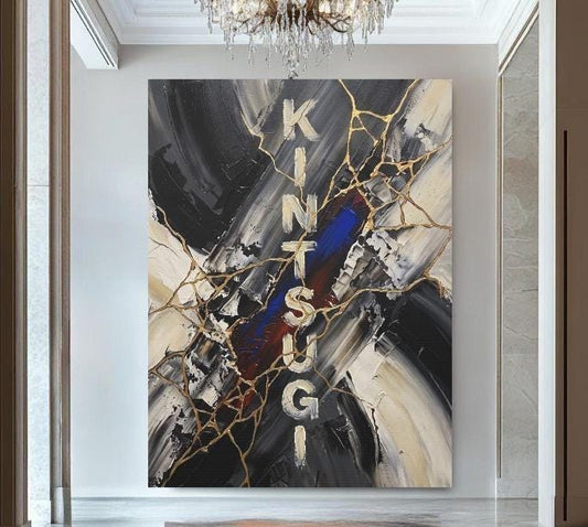 Kintsugi Wall Art | Wabi Sabi Abstract Canvas | Modern Home Decor — Poster wall art