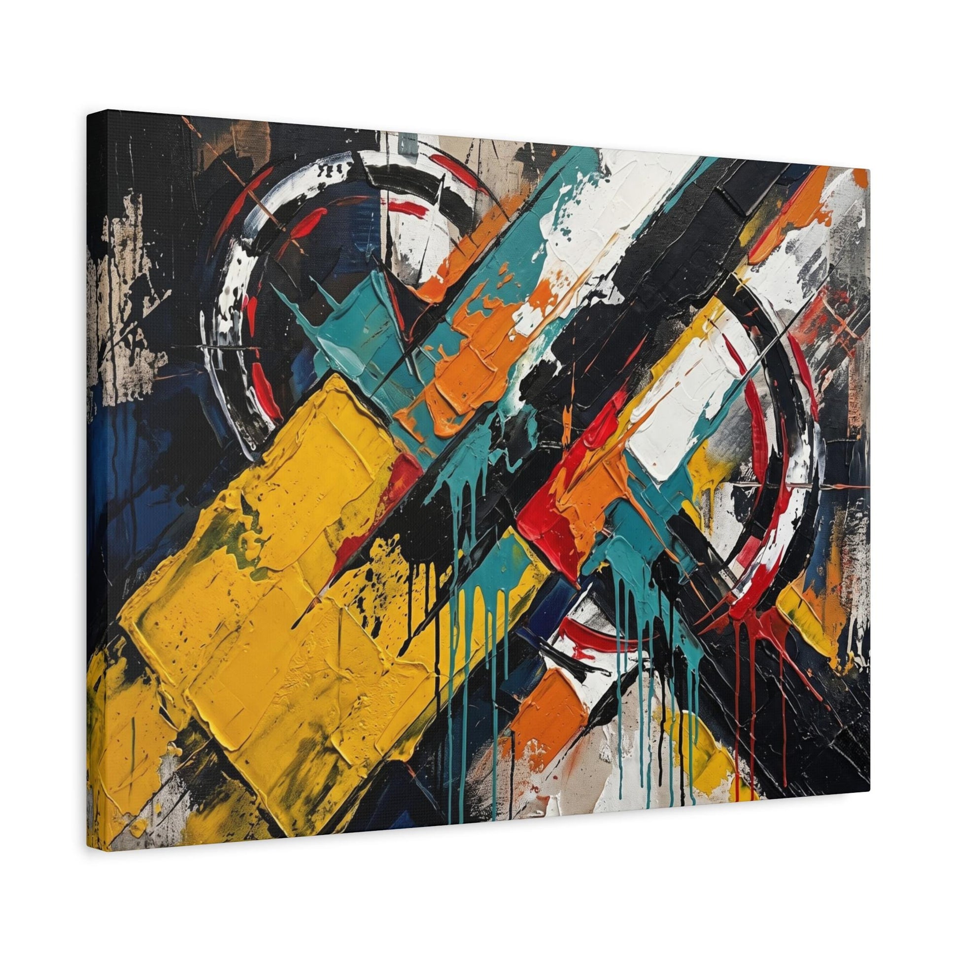 Large Abstract Wall Art, Colorful Geometric Painting, Modern Urban Decor, Bold Statement Piece — Canvas wall art