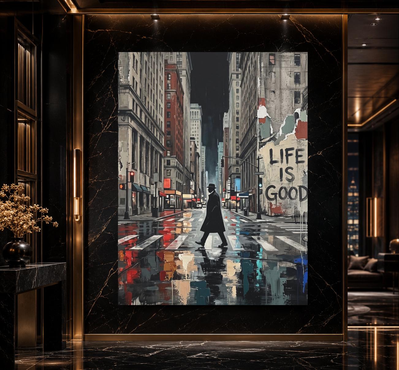 Urban City Wall Art, Motivational Street Art, Modern Cityscape Painting, Inspirational Statement Decor — Framed Print wall