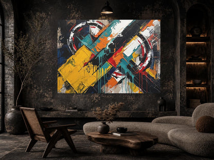 Large Abstract Wall Art, Colorful Geometric Painting, Modern Urban Decor, Bold Statement Piece — Poster wall art