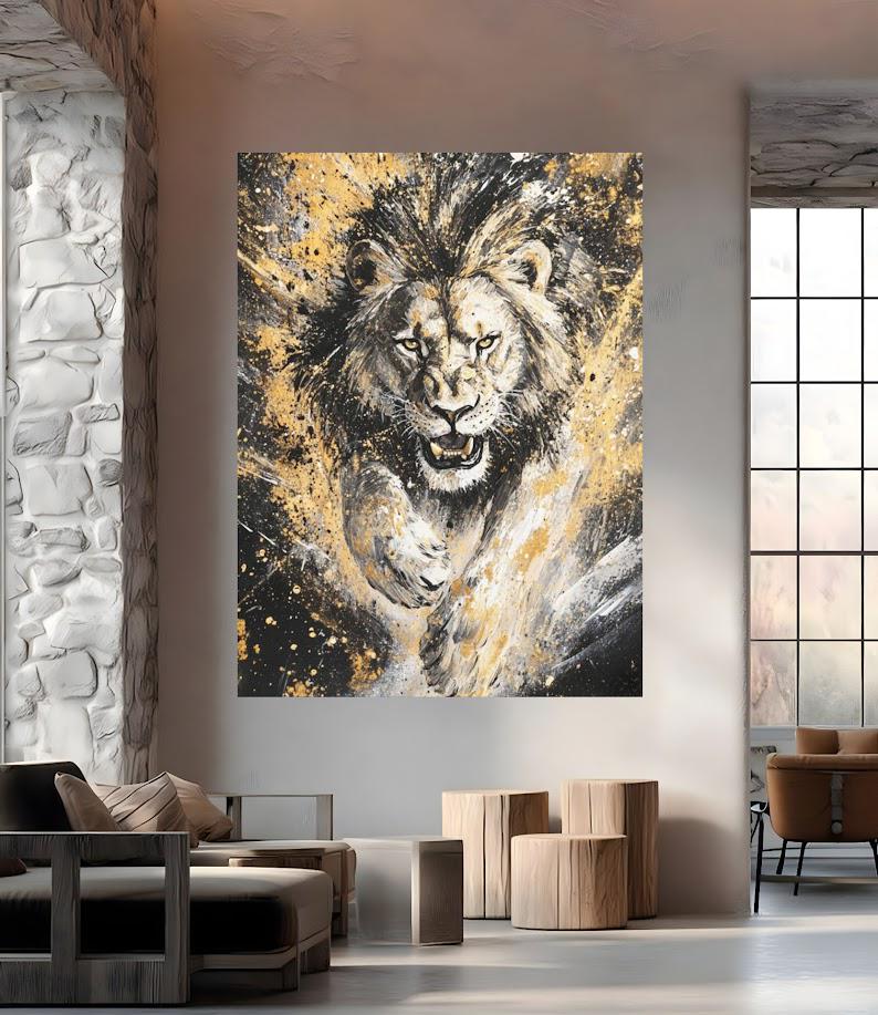 Roaring Lion Wall Art, Bold Safari Art, Zoo Animal Canvas or Poster Print — Poster wall art