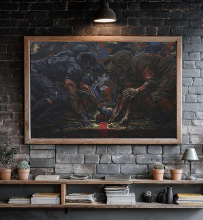American Football Wall Art, Gridiron Painting, Masculine Game Room Decor — Poster wall art