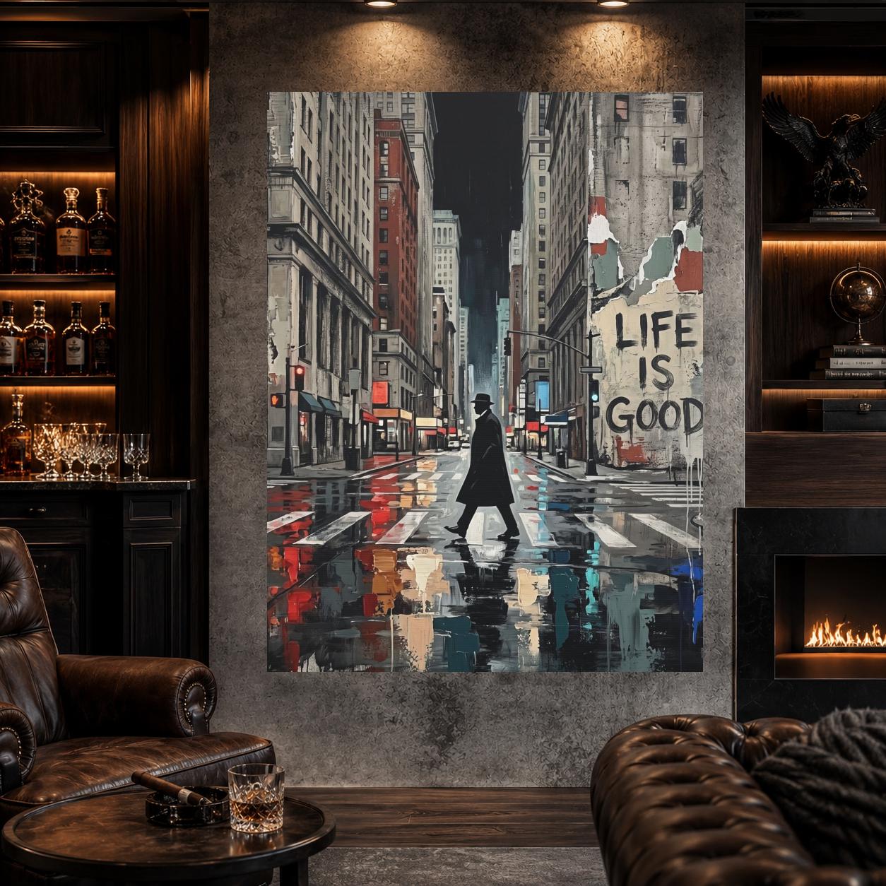 Urban City Wall Art, Motivational Street Art, Modern Cityscape Painting, Inspirational Statement Decor — Framed Print wall