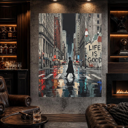 Urban City Wall Art, Motivational Street Art, Modern Cityscape Painting, Inspirational Statement Decor — Framed Print wall