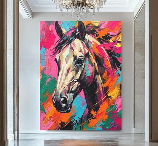 Horse Wall Art, Colorful Equine Painting, Modern Abstract Animal Decor, Vibrant Statement Piece — Poster wall art