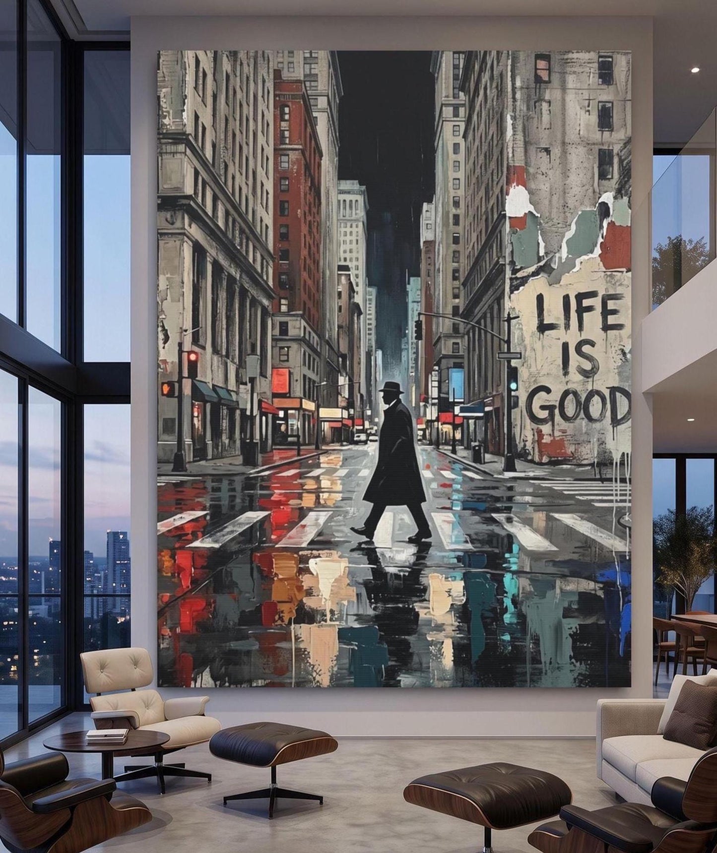 Urban City Wall Art, Motivational Street Art, Modern Cityscape Painting, Inspirational Statement Decor — Poster wall art