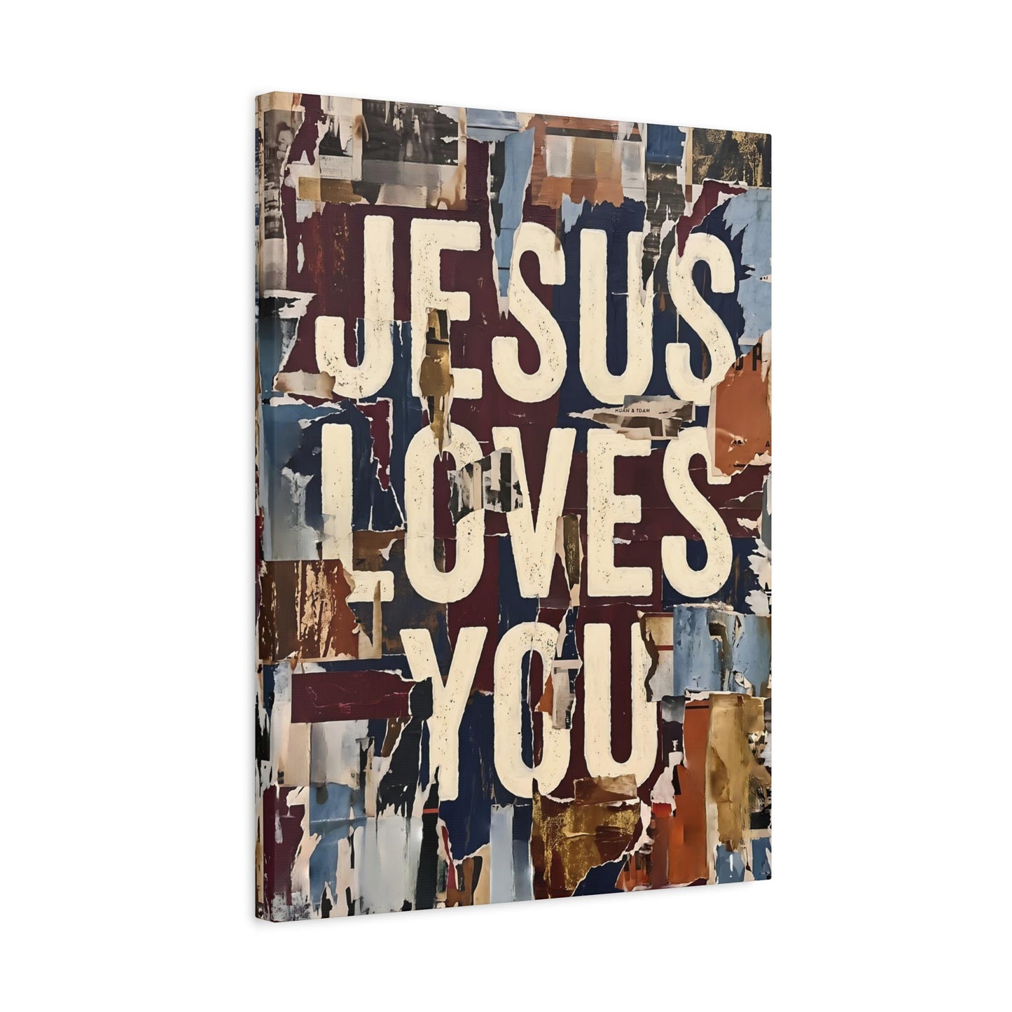 Jesus Loves You Wall Art, Christian Typography, Faith Based Home Decor, Modern Religious Statement Piece — Canvas wall art