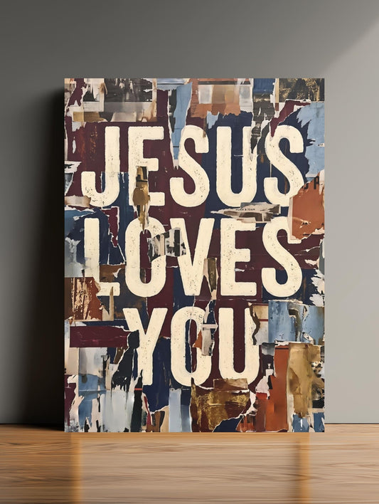 Jesus Loves You Wall Art, Christian Typography, Faith Based Home Decor, Modern Religious Statement Piece — Poster wall art